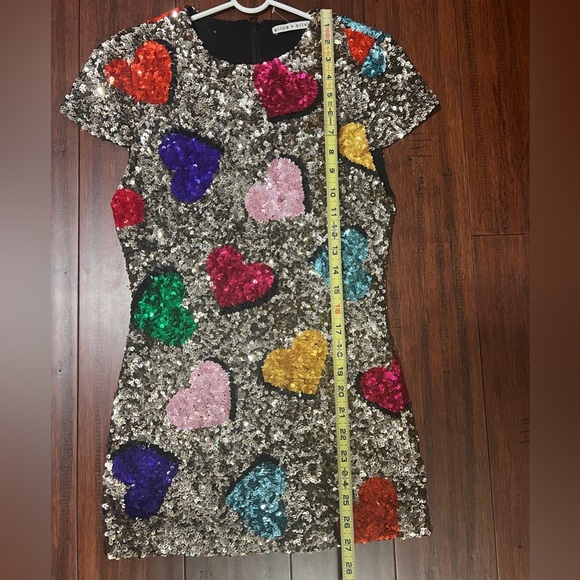 Alice + Olivia Gold Sequin Heart Mini Dress - Picture 10 of 10